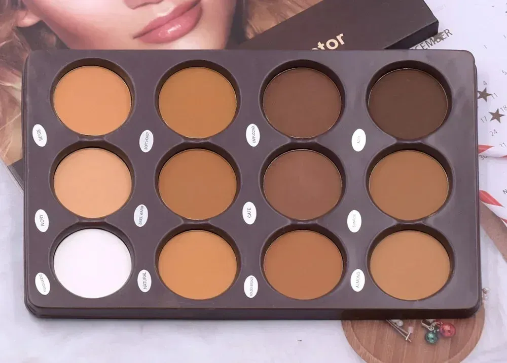 12-Color Kiko Contour Palette - Matte Bronzer & Highlighter for Face Sculpting & Makeup Blending