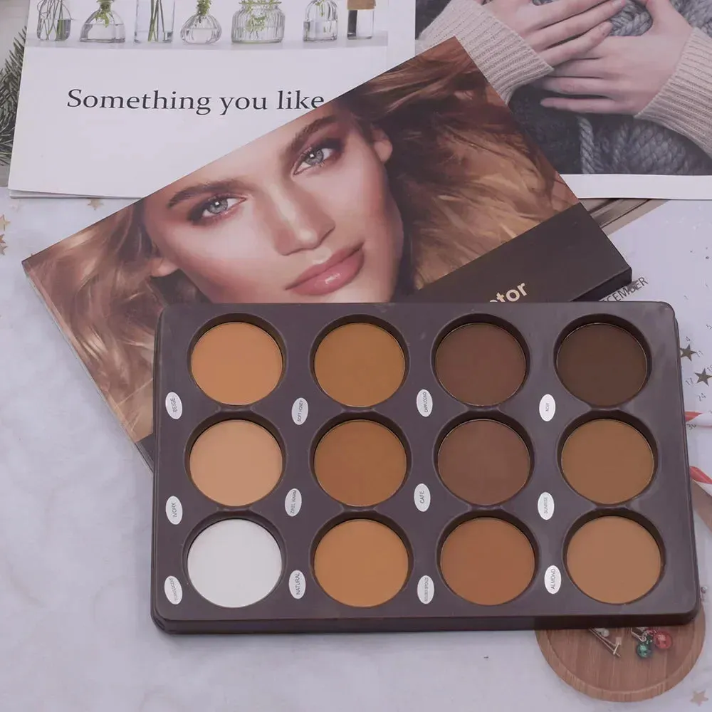 12-Color Kiko Contour Palette - Matte Bronzer & Highlighter for Face Sculpting & Makeup Blending