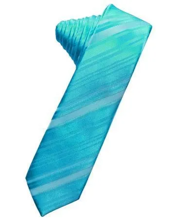 Banana Striped Satin Skinny Necktie