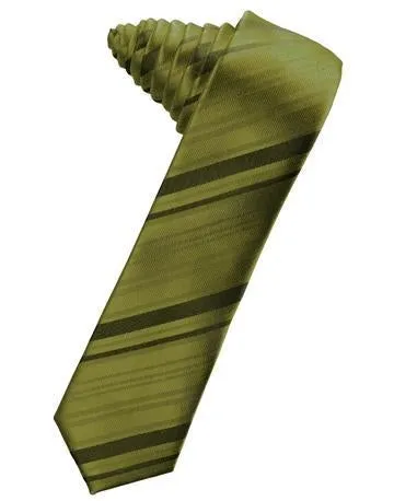 Banana Striped Satin Skinny Necktie