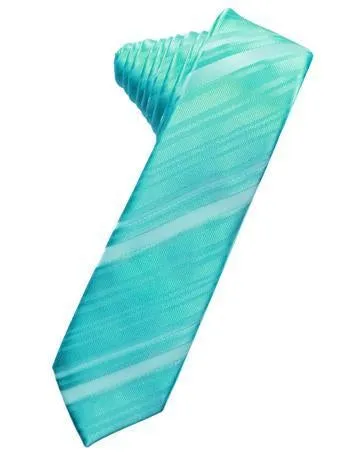 Banana Striped Satin Skinny Necktie