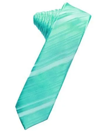 Berry Striped Satin Skinny Necktie