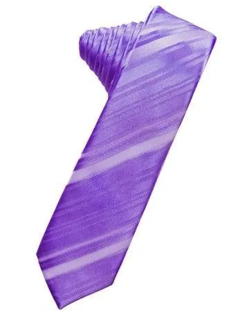 Berry Striped Satin Skinny Necktie