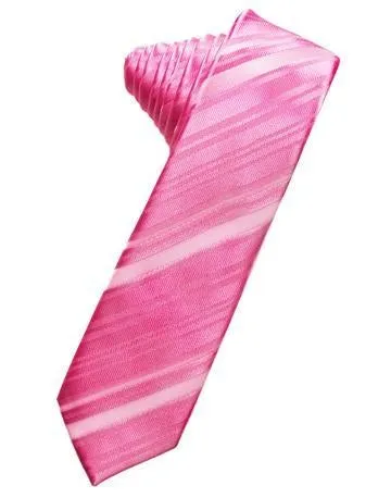 Berry Striped Satin Skinny Necktie