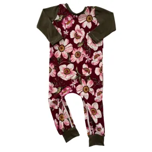 Blossoms on Crimson Zip Romper