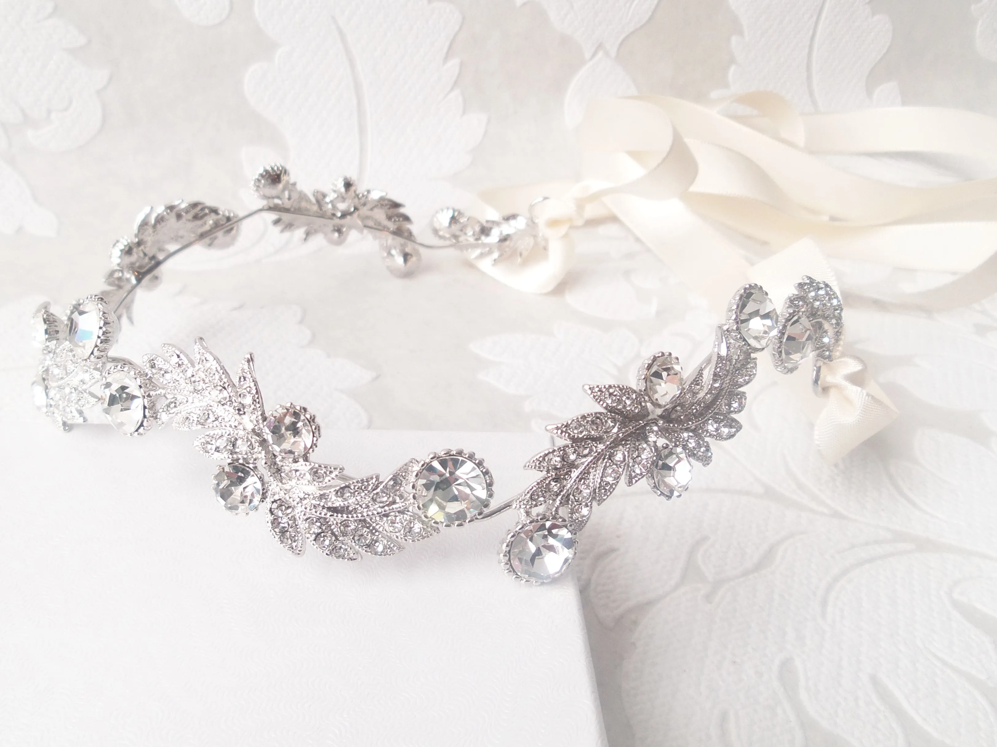 Bridal Ribbon Bandeau for Wedding Updo Headpiece