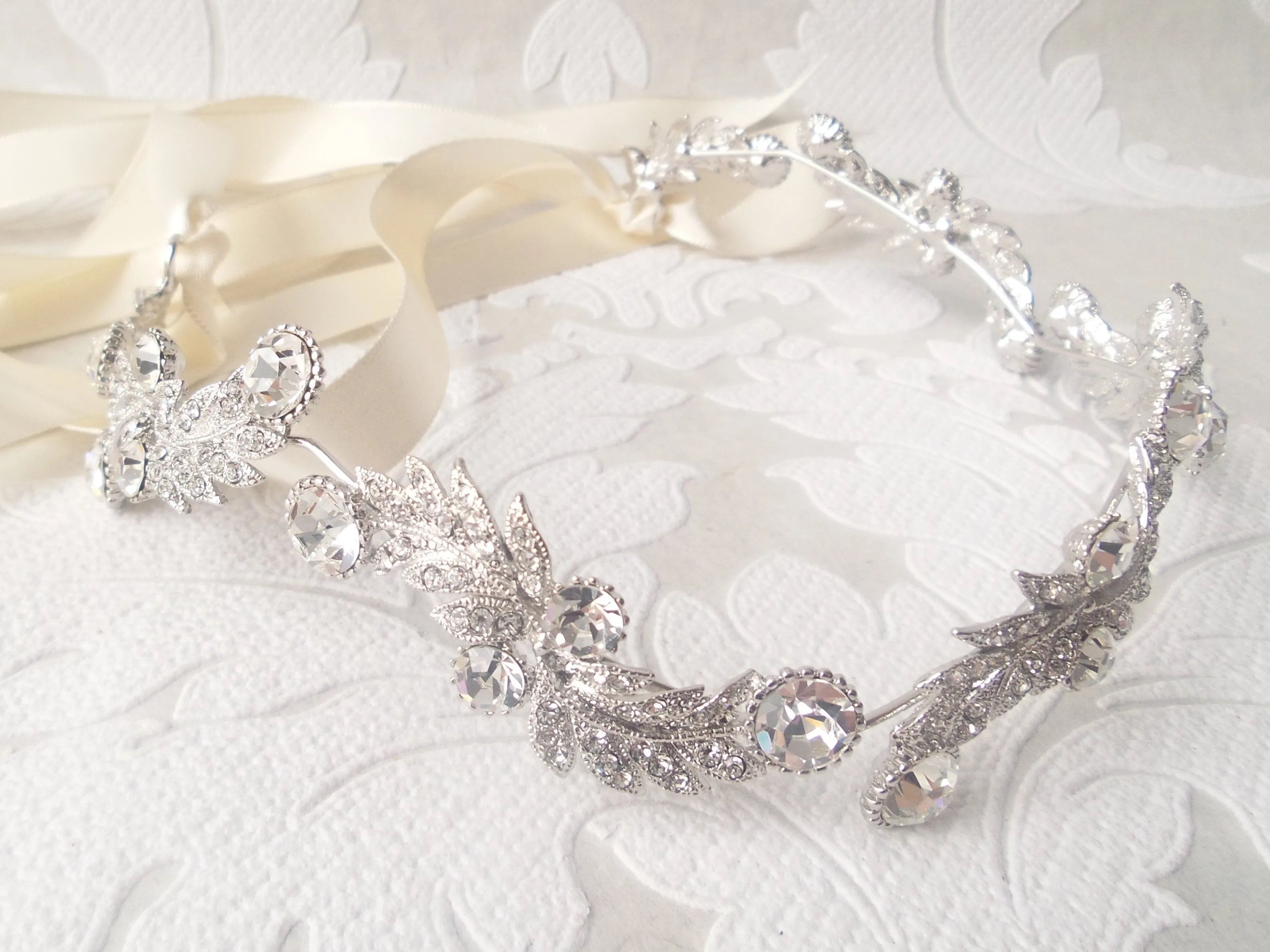 Bridal Ribbon Bandeau for Wedding Updo Headpiece