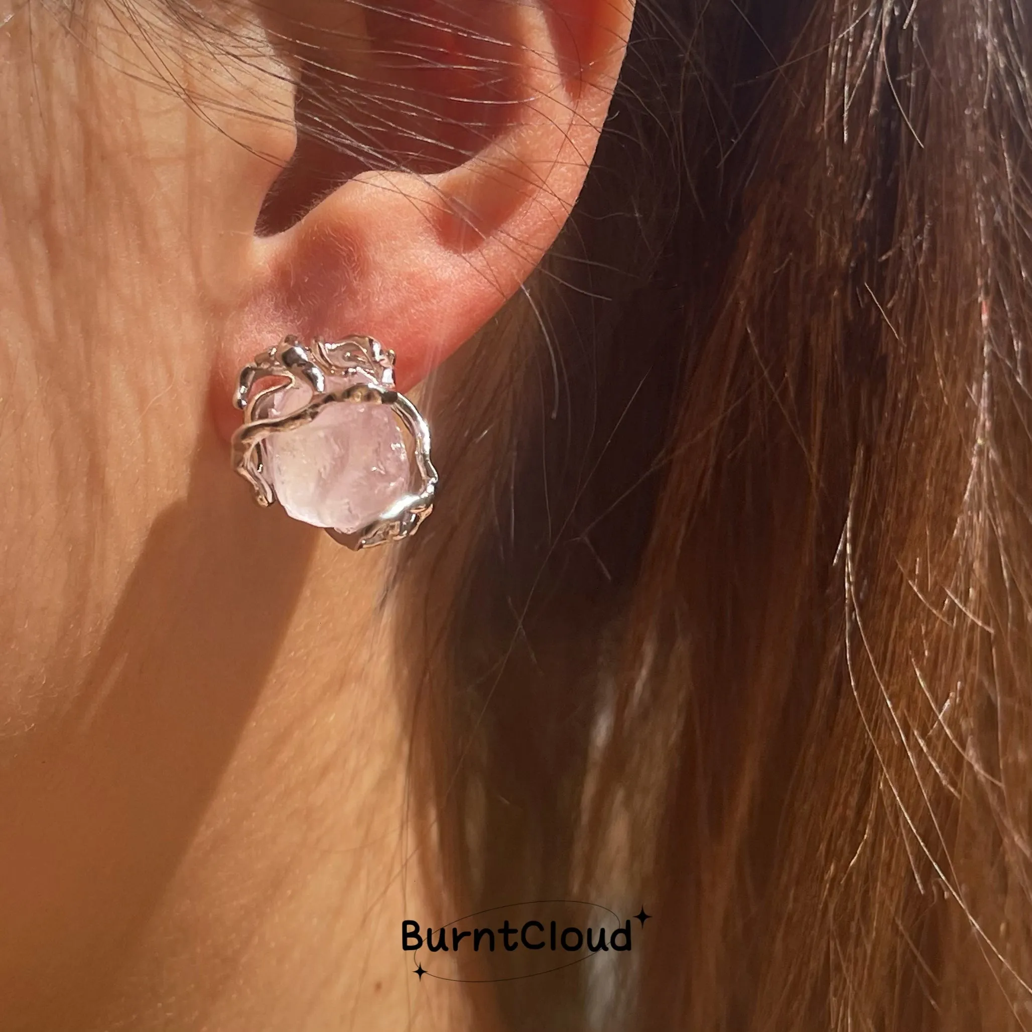 E38 Two-way Light Purple Ice Rose Earrings