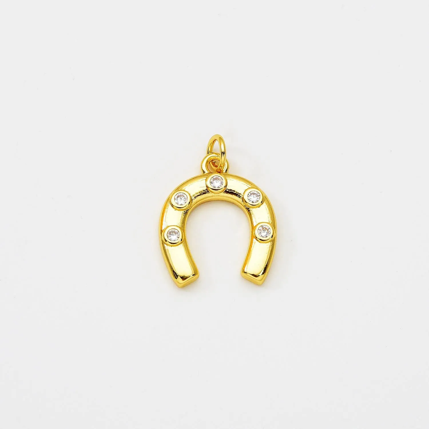 Gold Filled Horseshoe Charm Pendant CZ Micro Pave, CP2066
