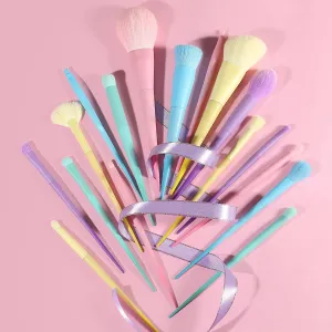 Makeup Brush Rainbow Color 17 PCs Macaron Color Series Full Set