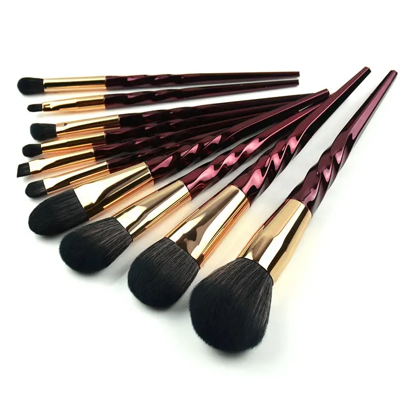 Makeup Brush Set 10 Pieces Vegan Full Function Face Cheek Eyes Lips Beauty Tools Kit مجموعة فرش المكياج النباتية الكاملة المكونة من 10 قطع للوجه والخدود والعينين والشفاه وأدوات التجميل