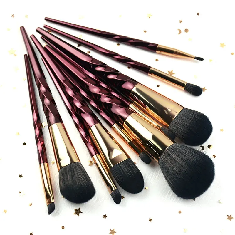 Makeup Brush Set 10 Pieces Vegan Full Function Face Cheek Eyes Lips Beauty Tools Kit مجموعة فرش المكياج النباتية الكاملة المكونة من 10 قطع للوجه والخدود والعينين والشفاه وأدوات التجميل