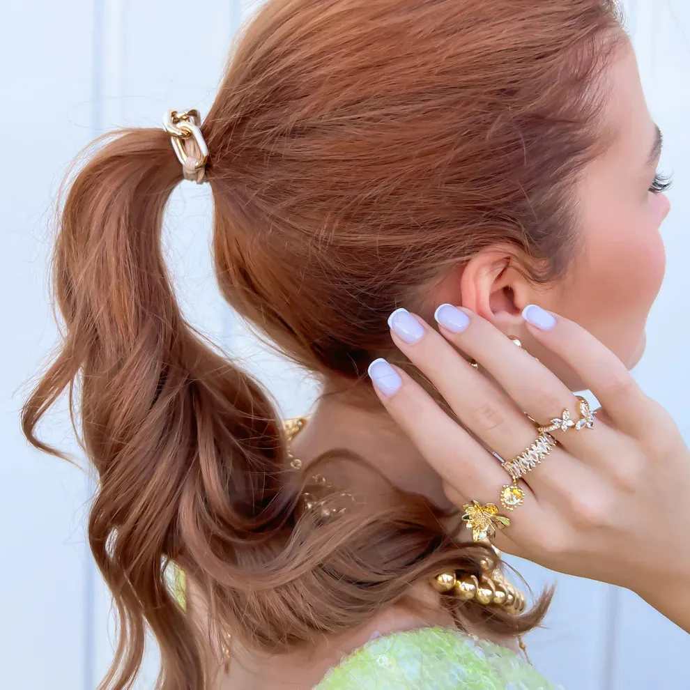 OMG BLING FIVE PIECE Enamel Hair Tie - Bracelet Set In Pastels