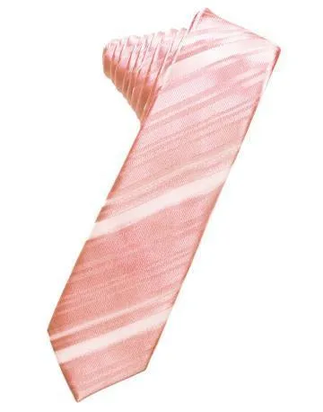 Pewter Striped Satin Skinny Necktie