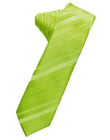 Pewter Striped Satin Skinny Necktie