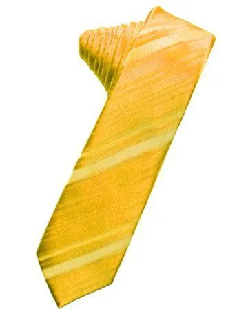 Pewter Striped Satin Skinny Necktie