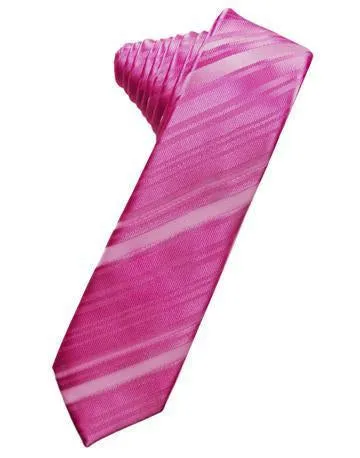 Pewter Striped Satin Skinny Necktie